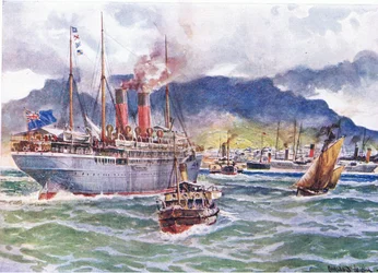 Transporte in der Tafelbucht während des Südafrikanischen Krieges, Illustration aus Cassells Geschichte Englands, 1900er Jahre